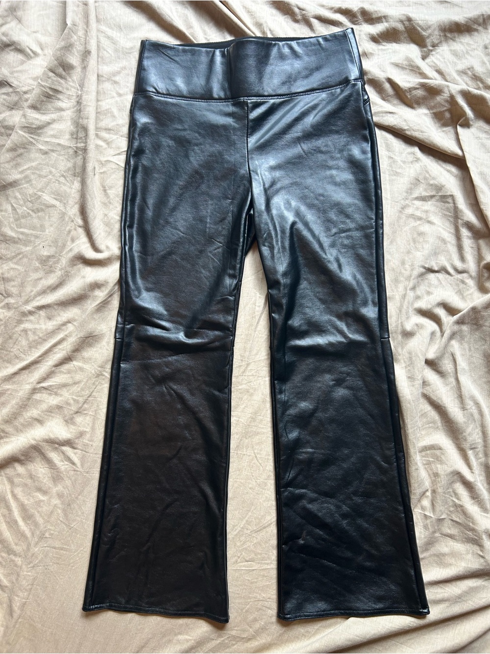 Vince Camuto Black Faux Leather High-Waist Flare Pants